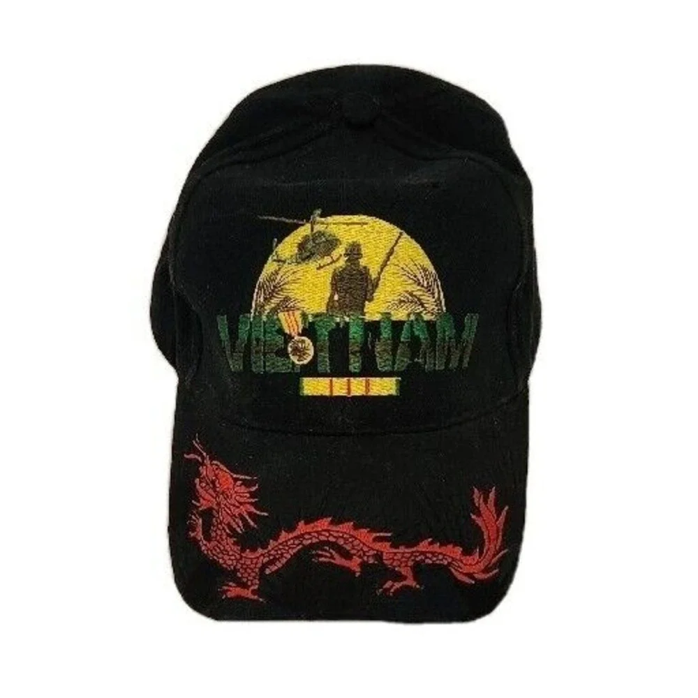 Vietnam Veteran Hat w/ A Dragon On‎ Bill Hook & Loop Back
